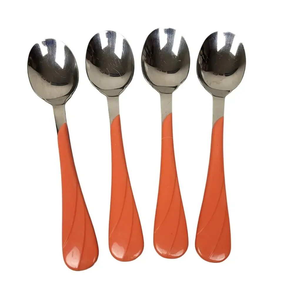 Vintage 90s Fiesta Swirl Flatware Silverware 19 Piece Set Stainless Orange